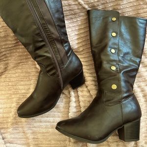 Dark brown wide calf boots